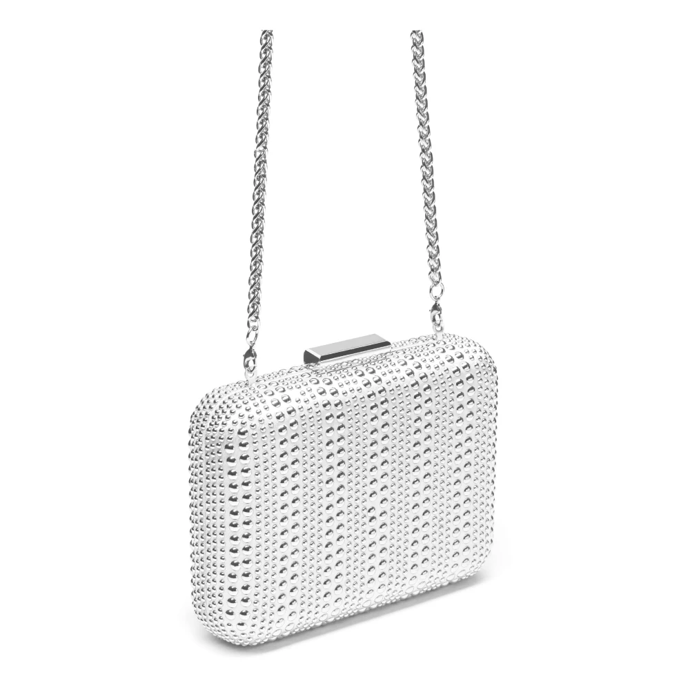 Kazar Elegante Zilveren Rhinestone Clutch Tas Gray Dames
