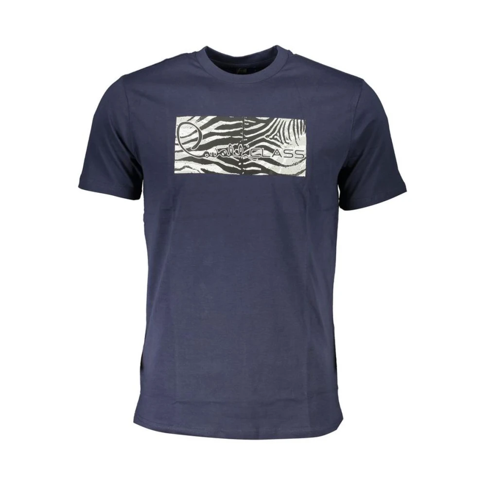 Cavalli Class Men's Blue Zebra Print Crew Neck T-Shirt 2XL