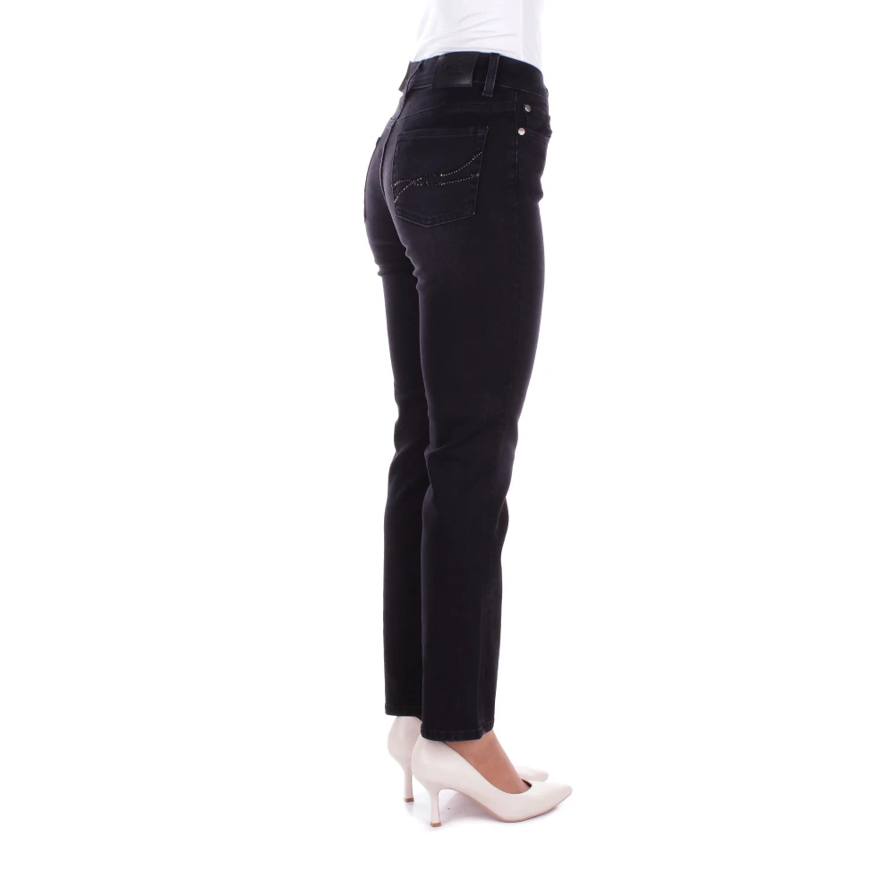 Liu Jo Zwarte Skinny Stretch Jeans met Strass Details Black Dames