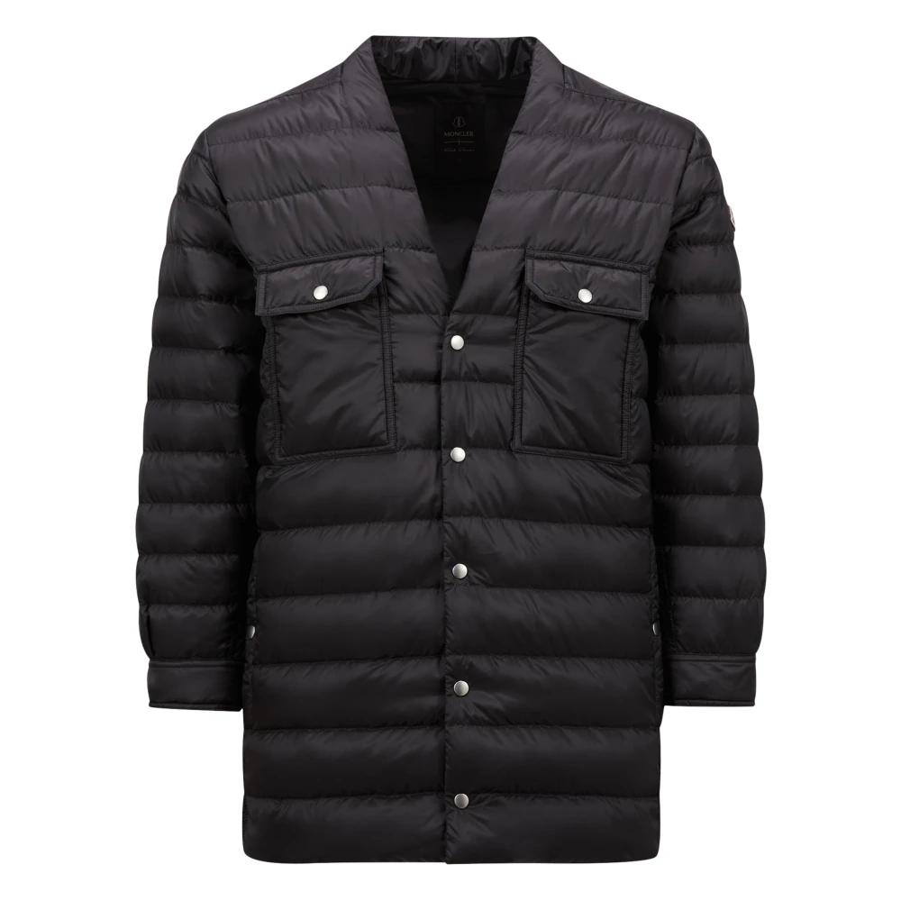 Moncler Zwarte Donsjas V-Hals Jas Black Dames