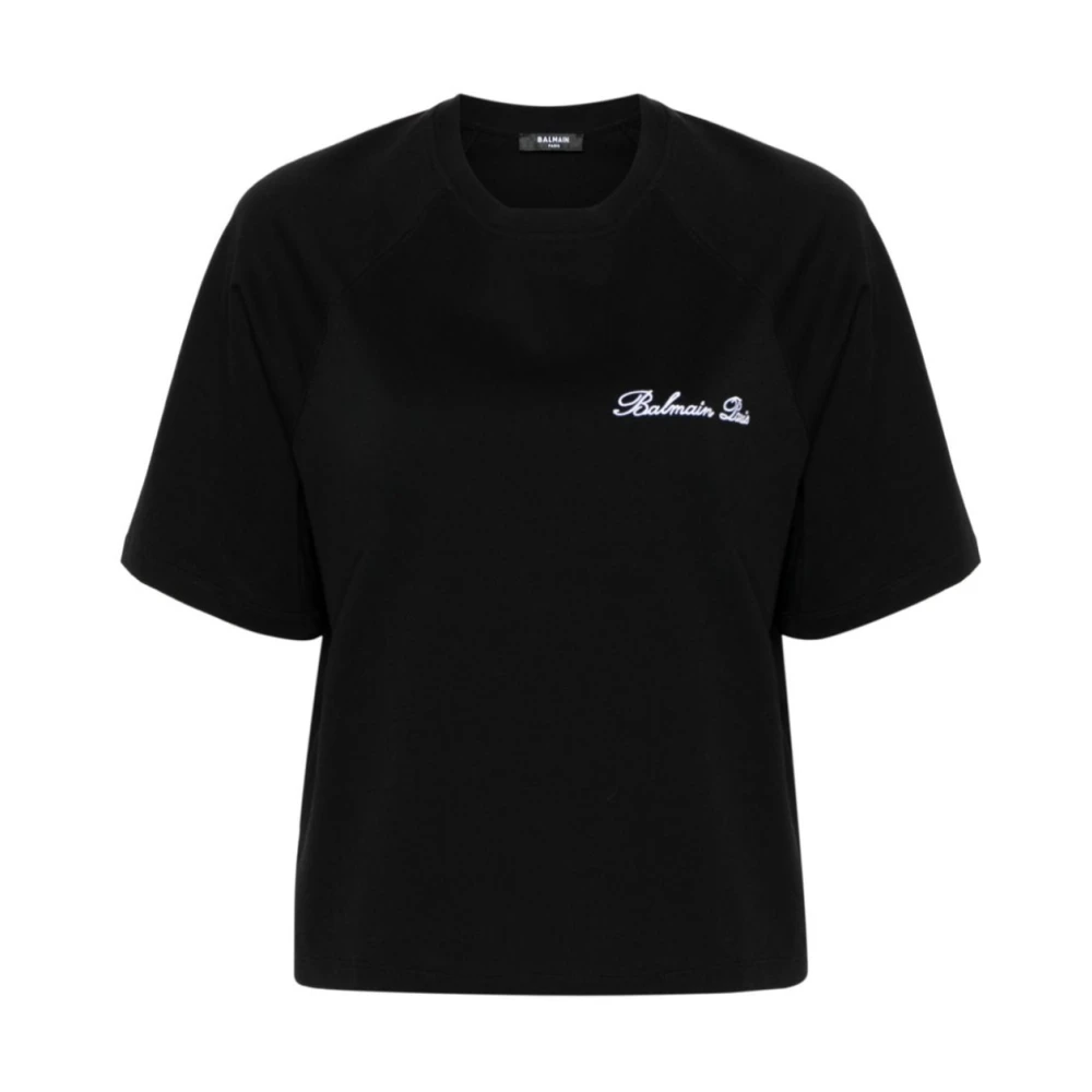 Balmain Signature Bulky T-Shirt Zwart Wit Vrouwen Black Dames