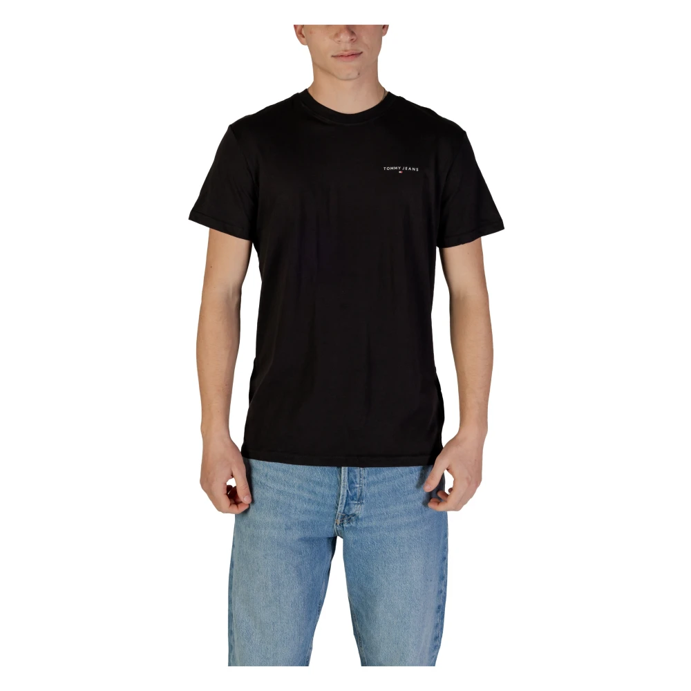 Tommy Jeans Men's Black T-Shirts,, Cotton T-Shirt Short Sleeve Large