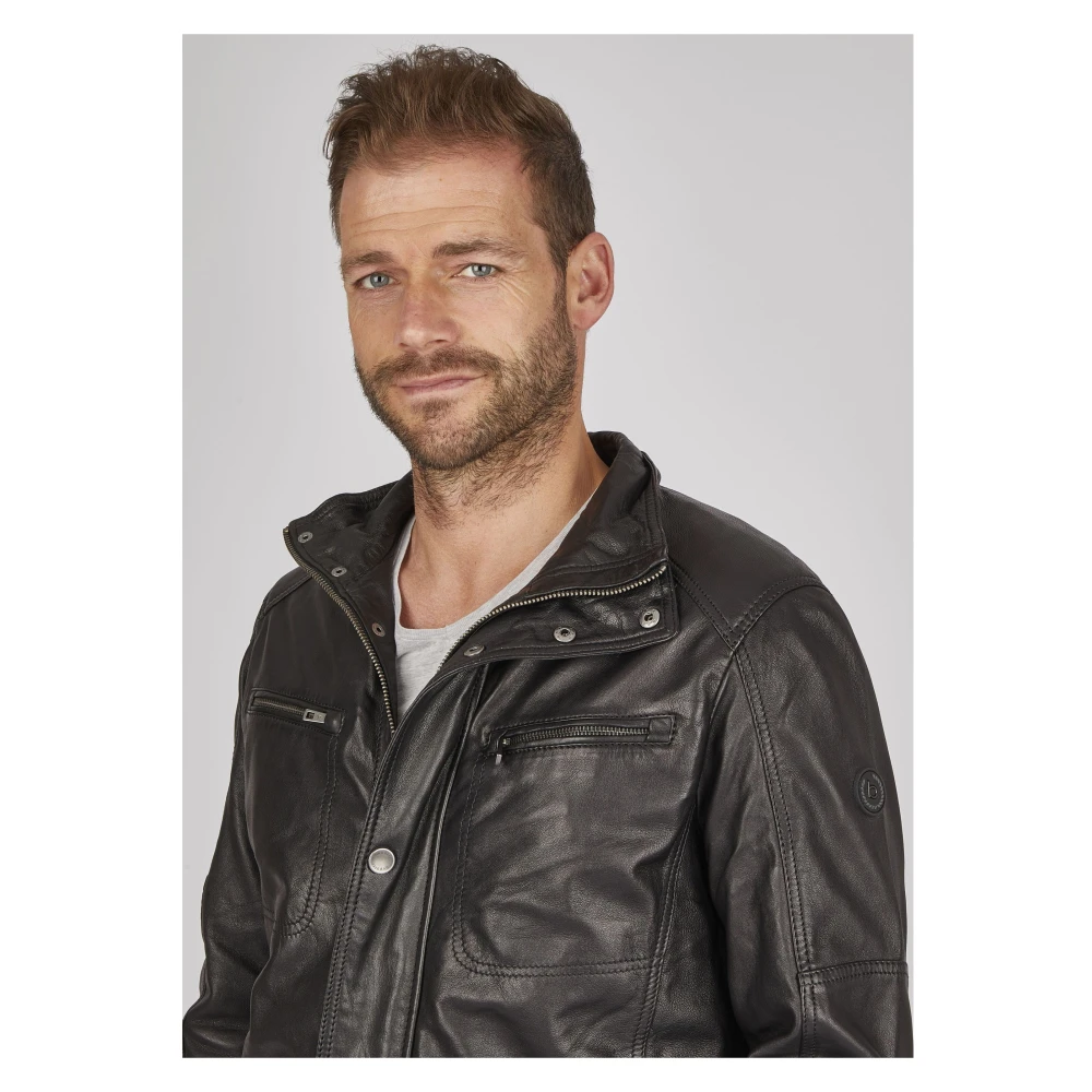 Bugatti Heren Leren Parka Jas Budavid Black Heren