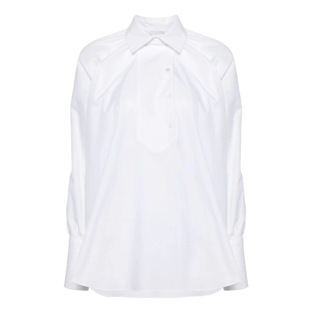 Patou Witte Katoenen Poplin Overhemd met Decoratieve Stiksels White Dames