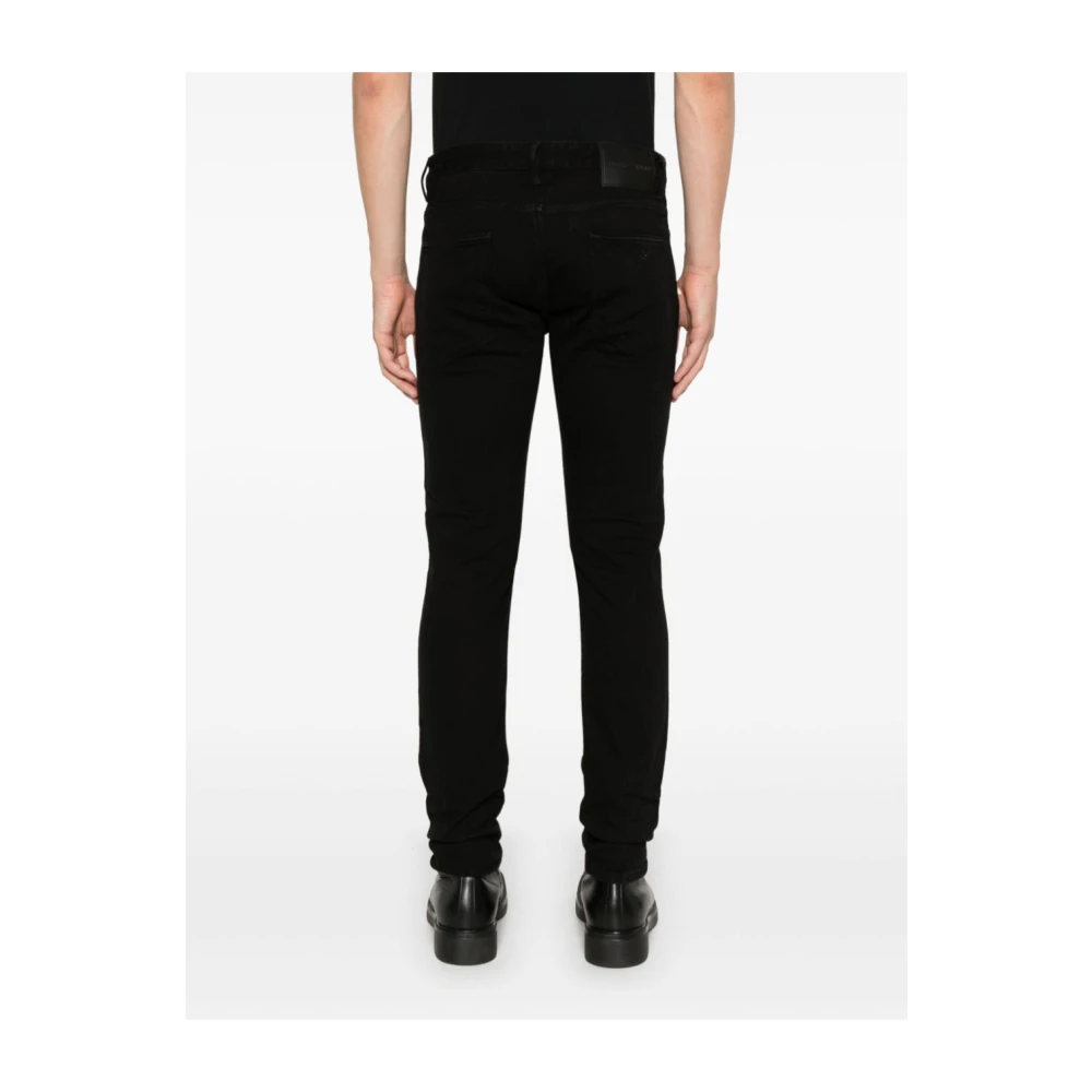 Emporio Armani Zwarte Slim Fit Gewassen Denim Jeans Black Heren
