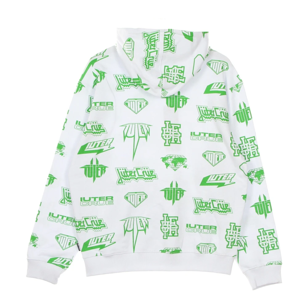Iuter Witte Allover Hoodie Lichtgewicht Sweatshirt White Heren