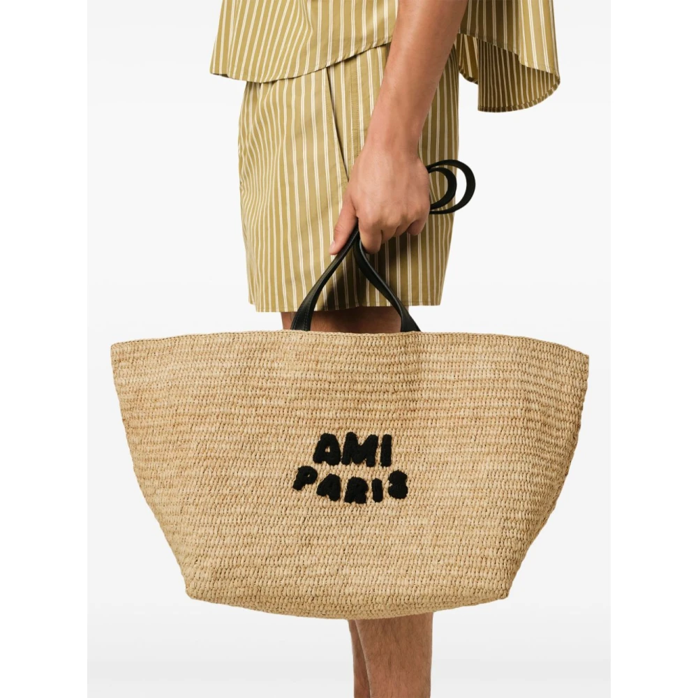 Ami Paris Beige Tote Tas met Lange Handvatten Beige Dames