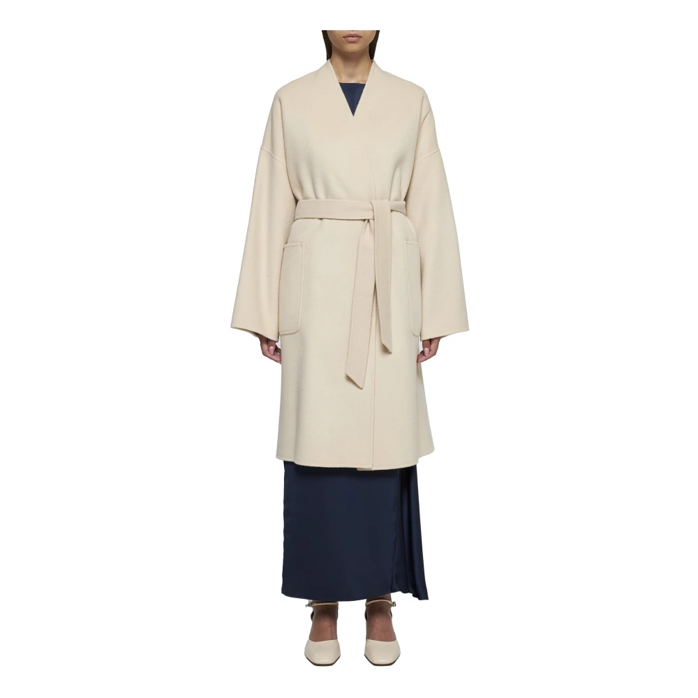 Max Mara Weekend Eris Zandkleurige Woljas met Ceintuur Beige Dames