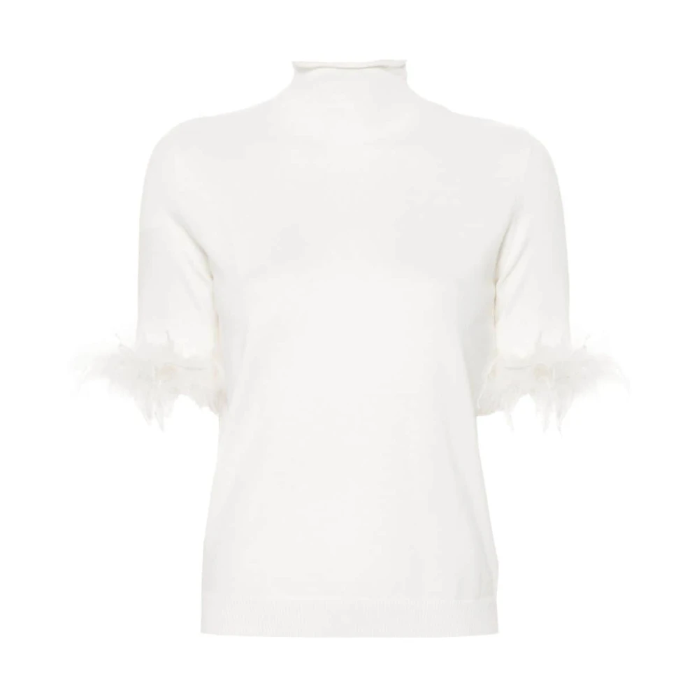 Twinset Truien met verenafwerking en korte mouwen Beige Dames