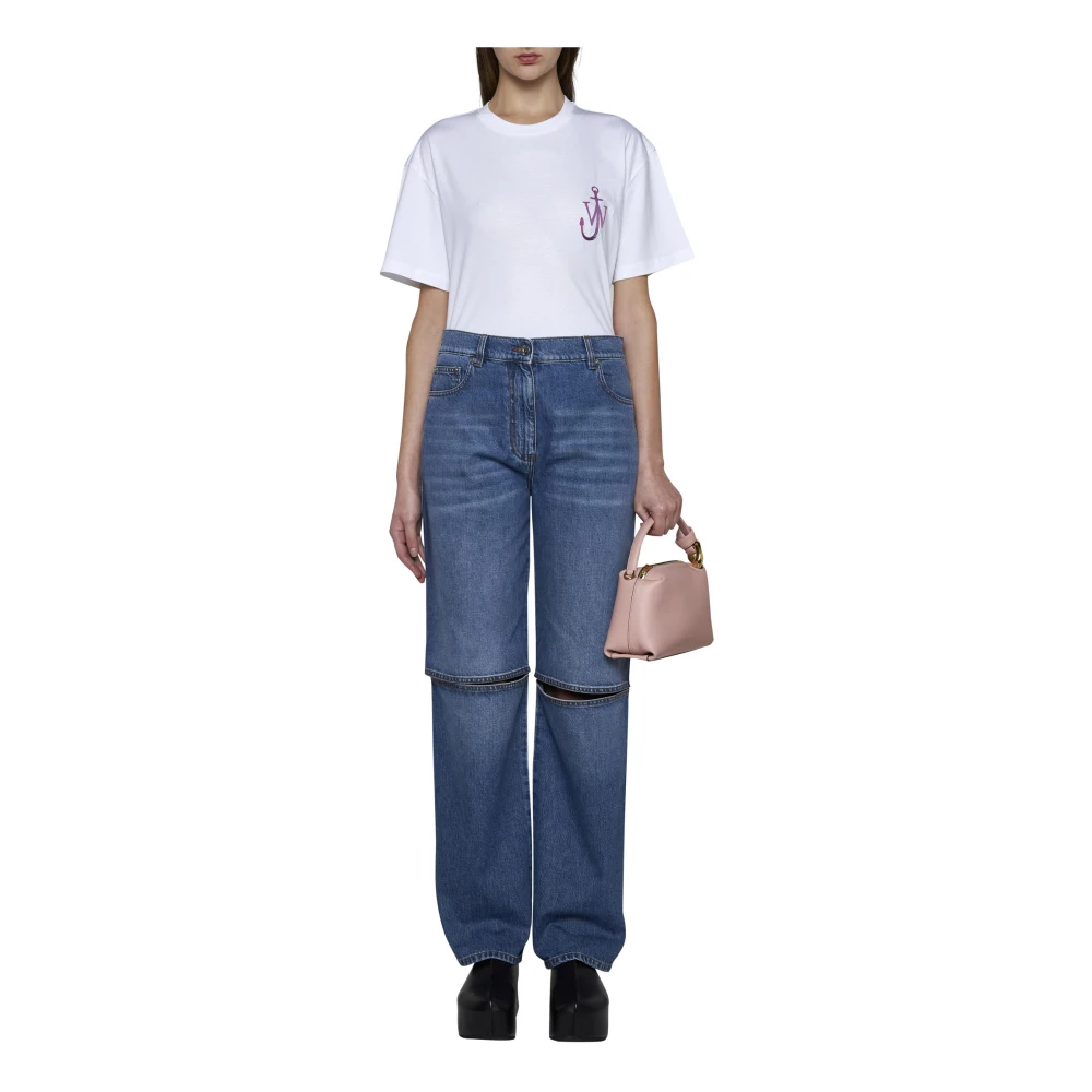 JW Anderson Blauwe Cut Out Bootcut Jeans Blue Dames