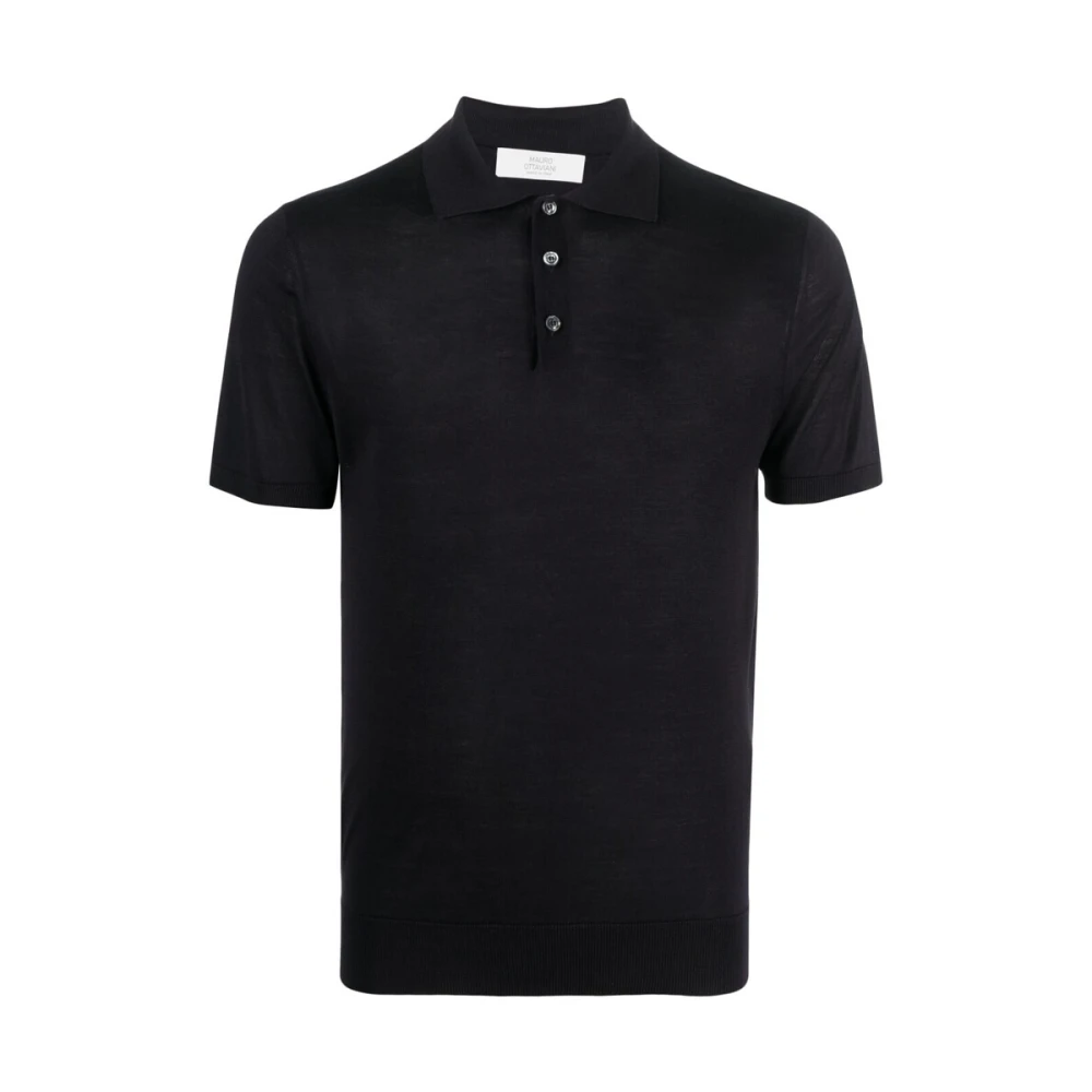 Mauro Ottaviani Navyblauwe Zijden Polo Sweater Blue Heren