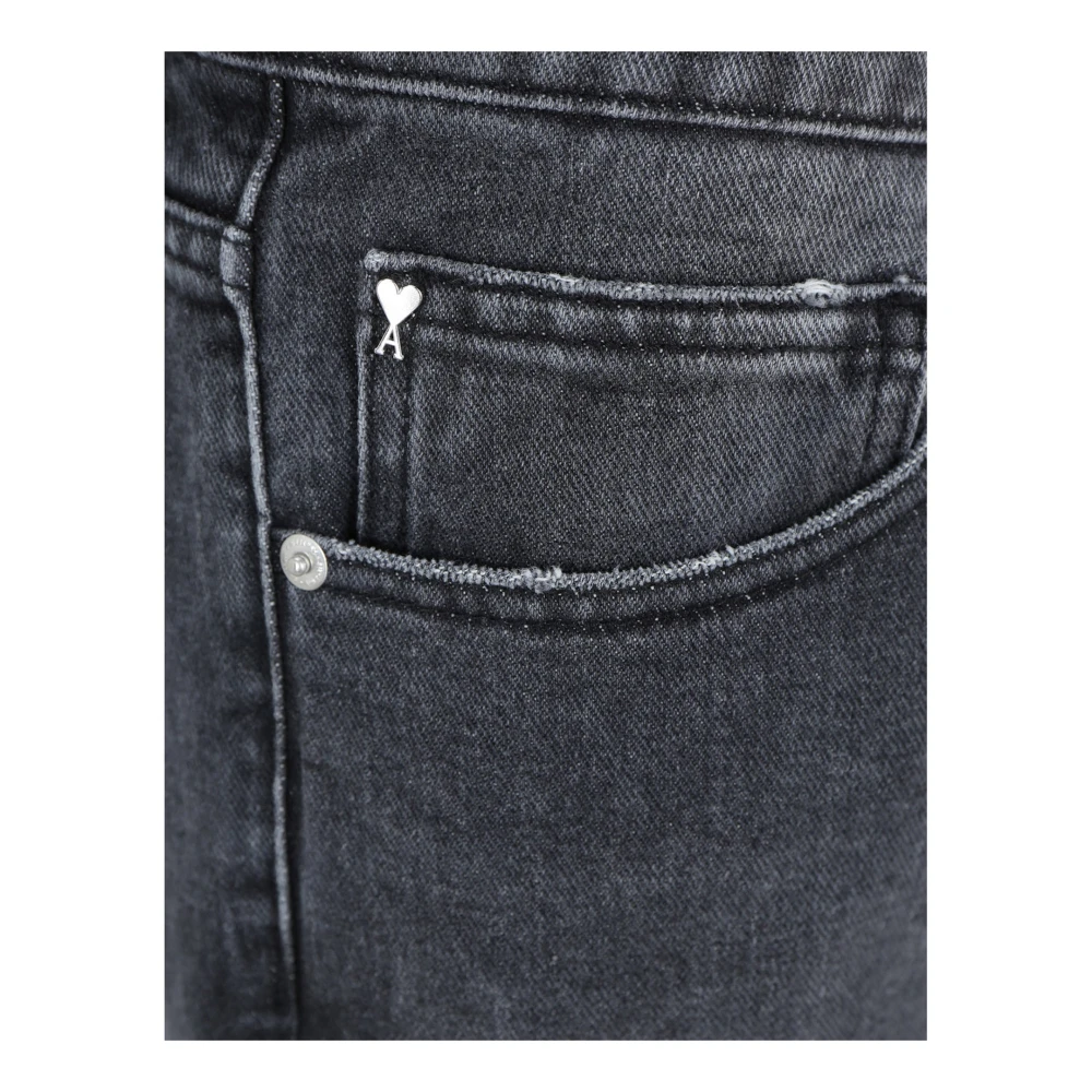 Ami Paris Klassieke jeans met iconisch logodetail Black Heren