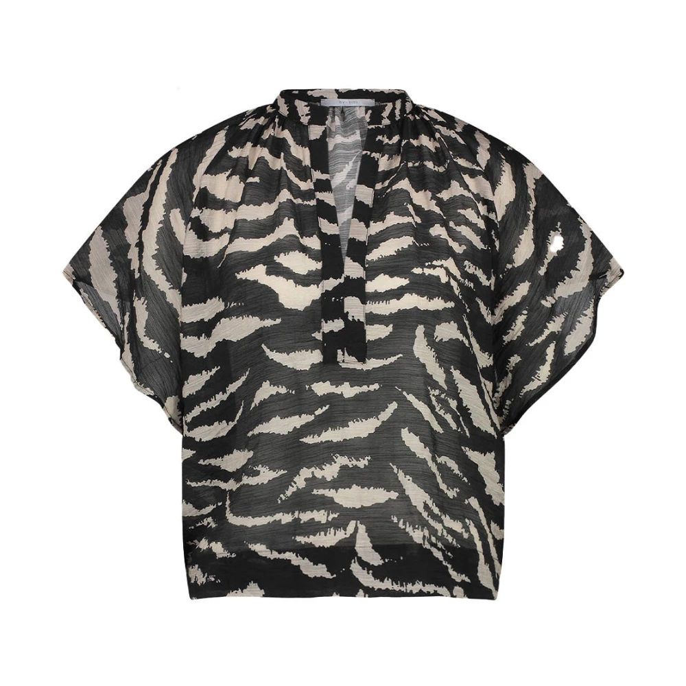 By-Bar Zebra Blouse Korte Mouw Vina Black Dames