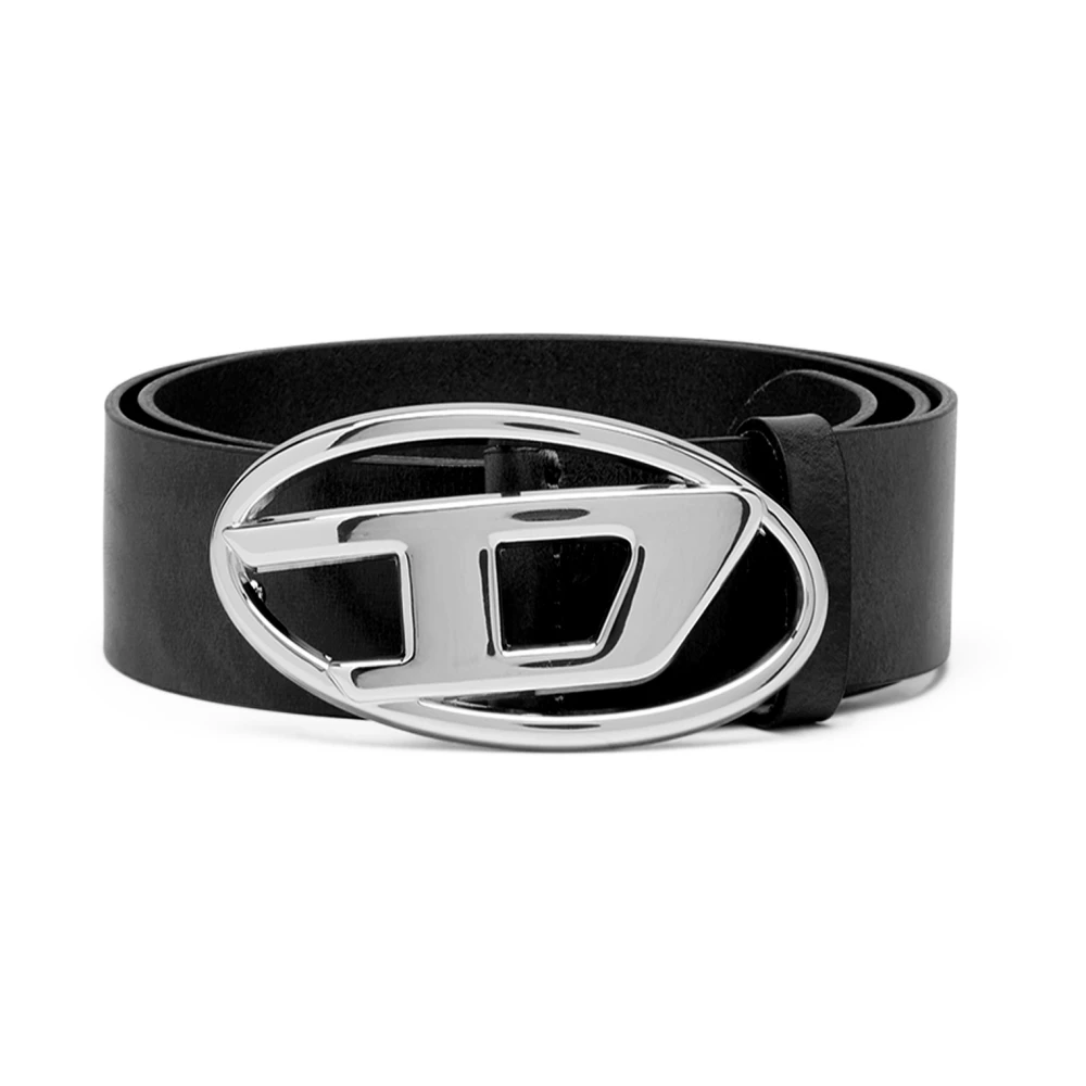 Diesel Riem met D-logo gesp Black Dames