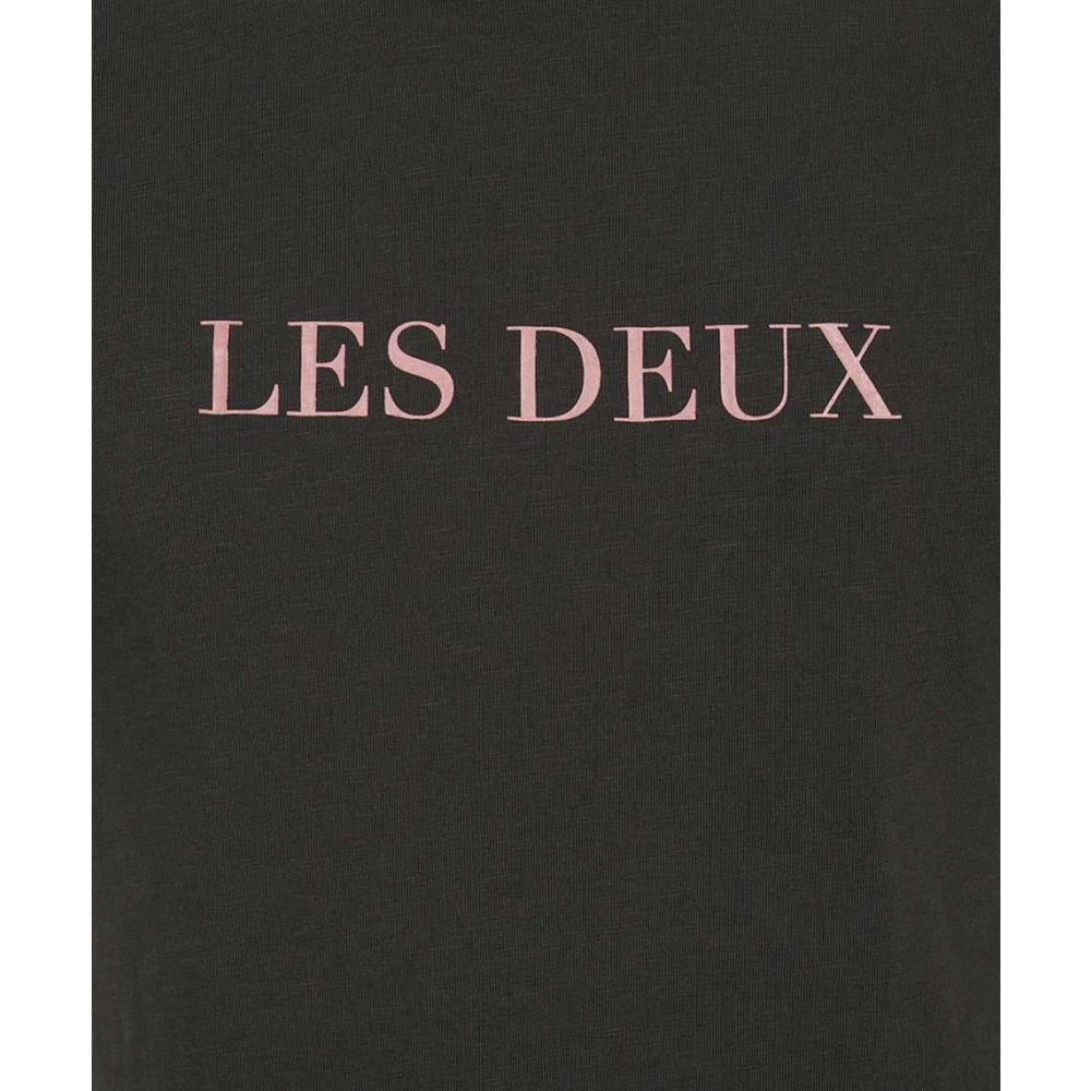 Les Deux Geribbelde katoenen T-shirt Black Heren