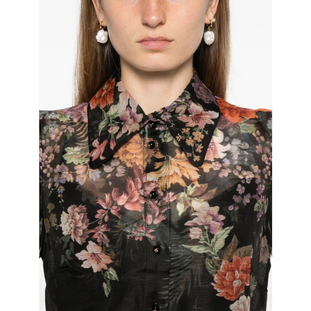 Zimmermann Zwarte Overhemd met Klassieke Kraag Multicolor Dames