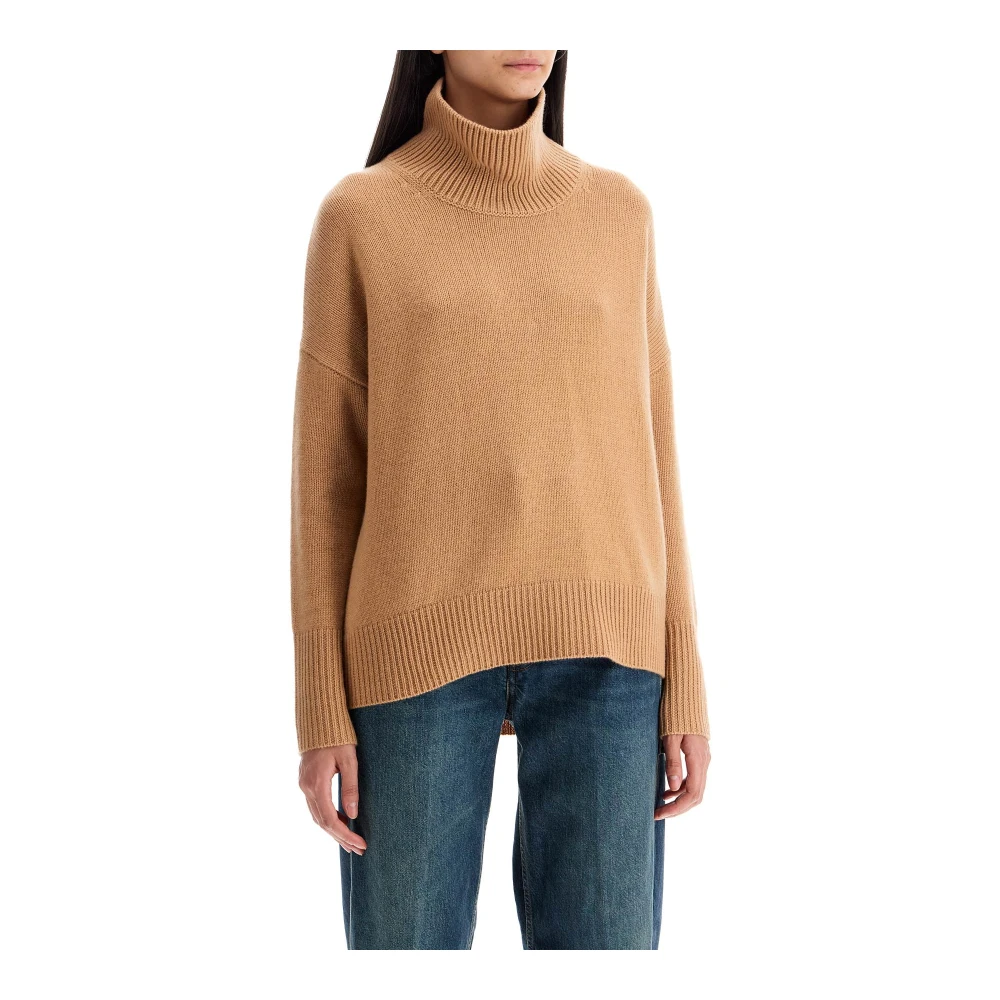 Lisa Yang Kasjmier High-Necked Pullover Sweater Brown Dames