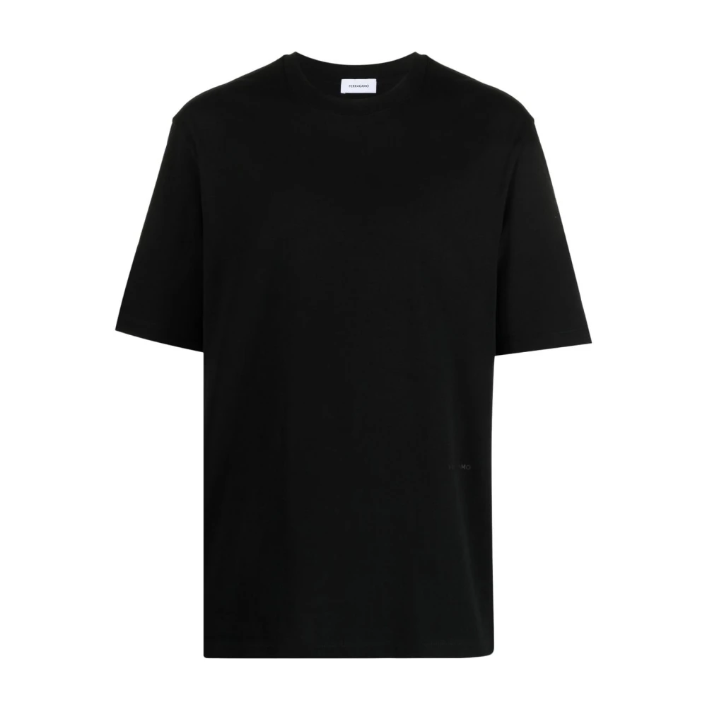 Salvatore Ferragamo Zwart Logo-Print T-Shirt Black Heren