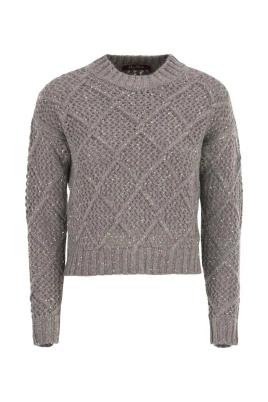 Diamond Knit Sequin Embellished Sweater