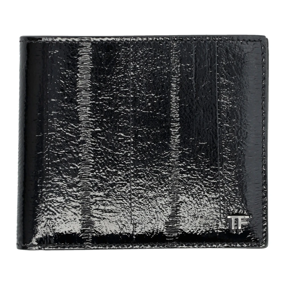 Tom Ford Åltryck Läder Bifold Plånbok Black, Herr