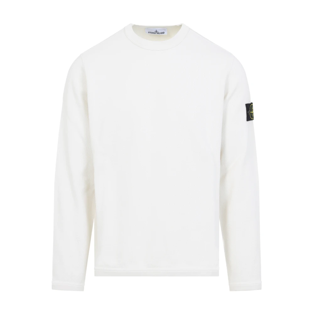 Stone Island White Sweatshirts, Male, Xl, Crewneck Sweatshirt