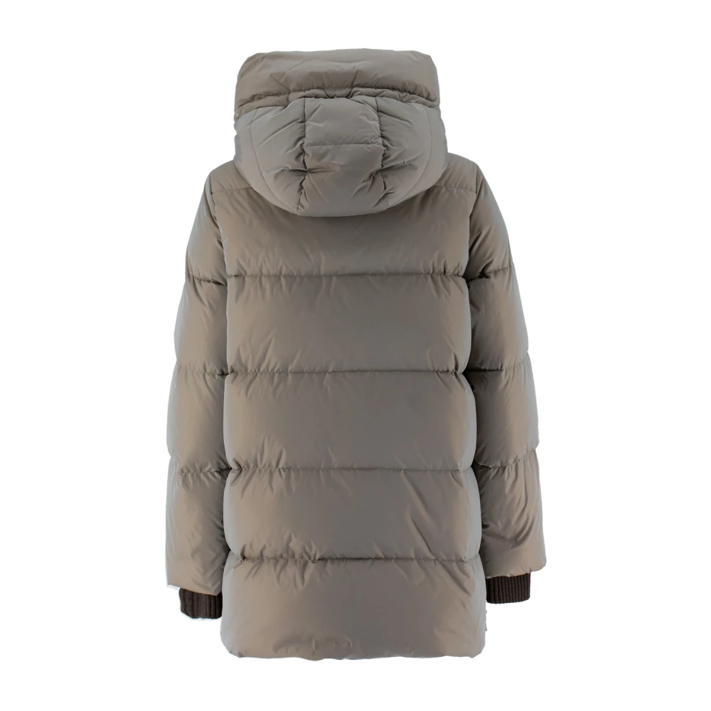 Moorer Gewatteerde Ganzendons Hooded Jas Beige Dames