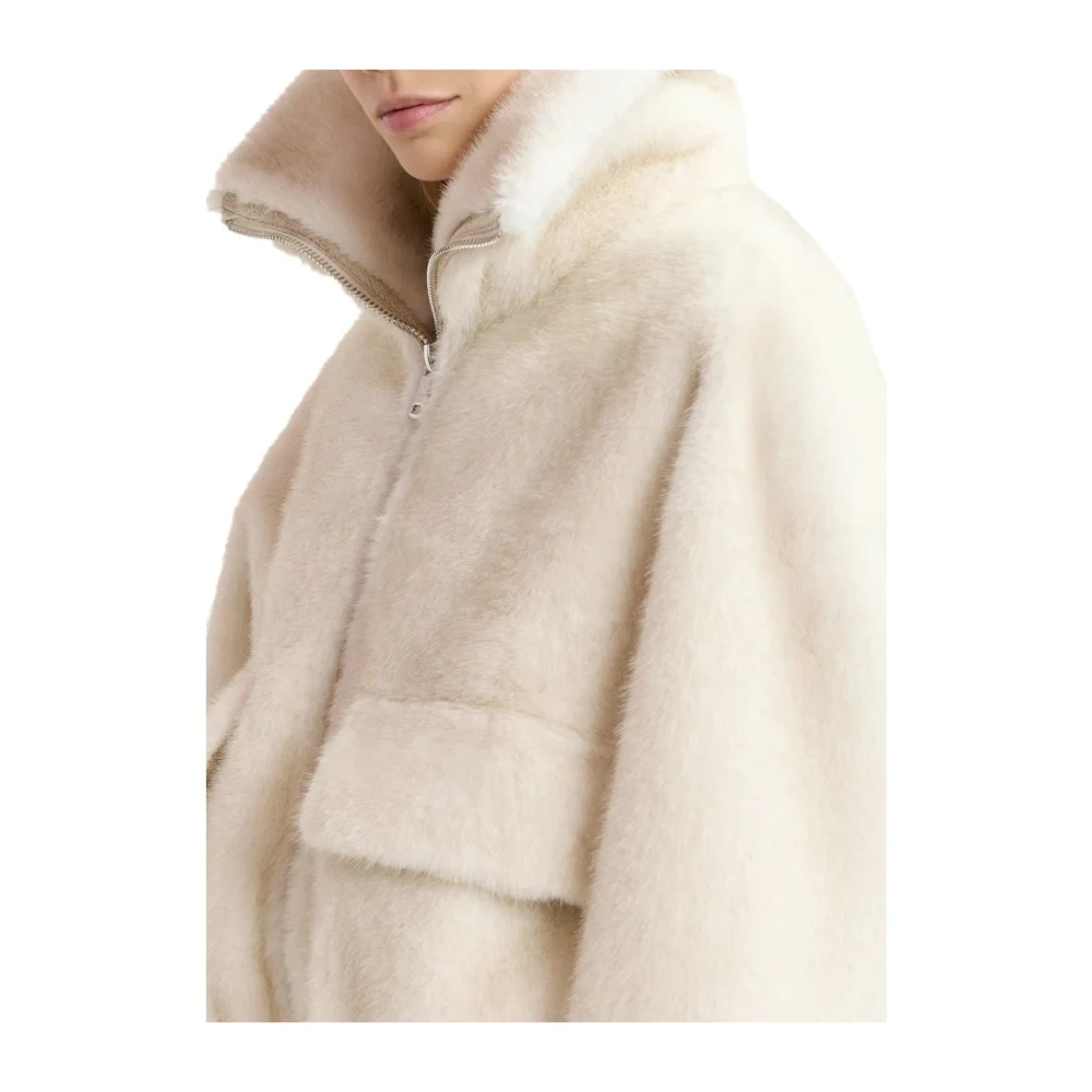 Essentiel Antwerp Witte Nep Bont Bomberjack Beige Dames
