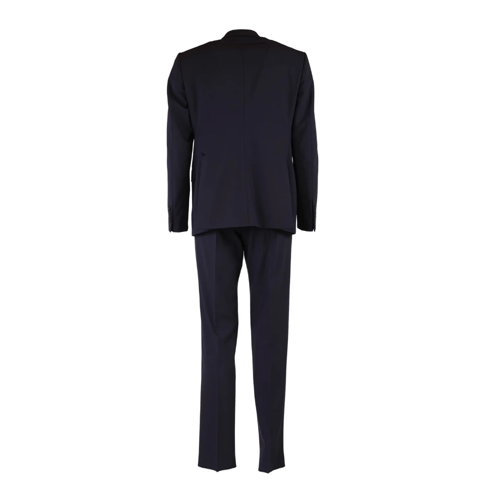 Emporio Armani Stretch Wol Single-Breasted Jurk Blue Heren