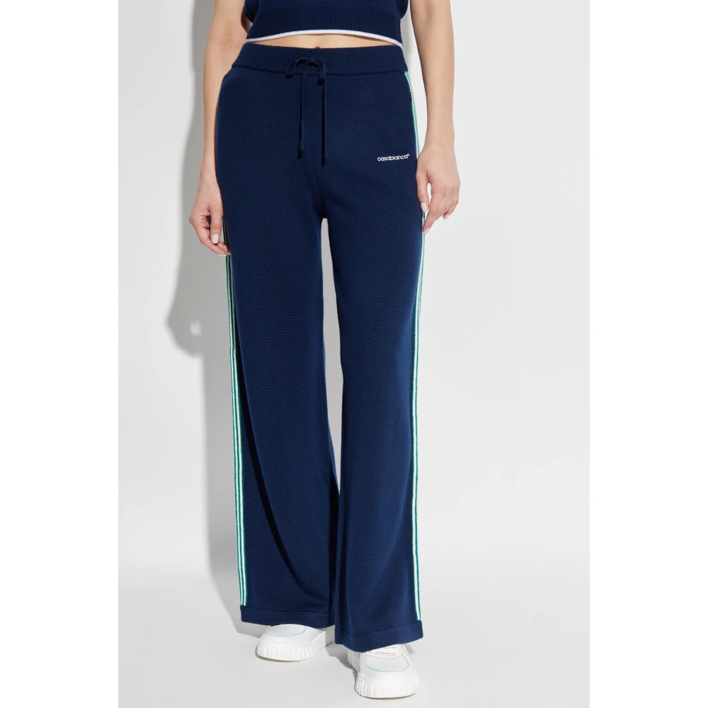 Casablanca Wollen broek met wijde pijpen Blue Dames