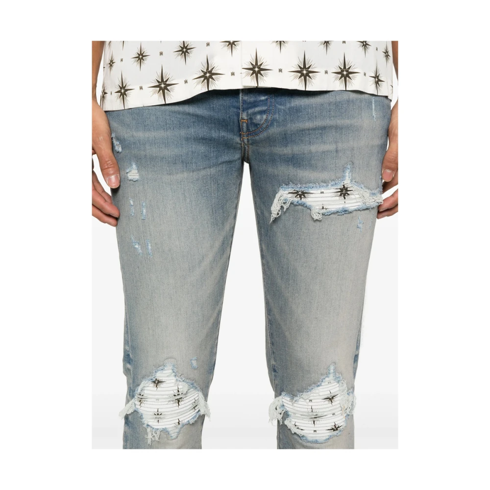 Amiri Lichtblauwe Ripped Jeans met knoopsluiting Blue Heren