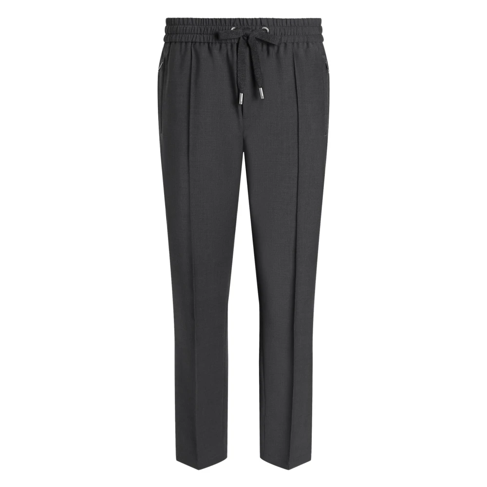 Dolce & Gabbana Men's Gray Slim-Fit Trousers, L, Stylish Trousers For