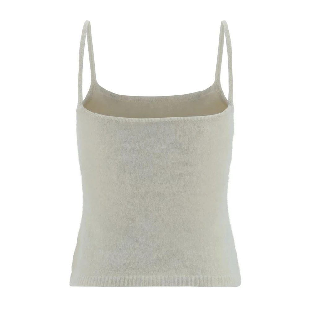 Magda Butrym Monochrome Geribbelde Zoom Dunne Band Top Beige Dames