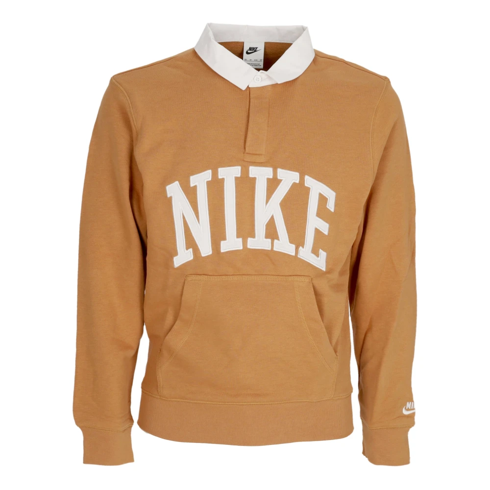 Nike Lange Mouw Polo Club Shirt Flax Wit Brown Heren