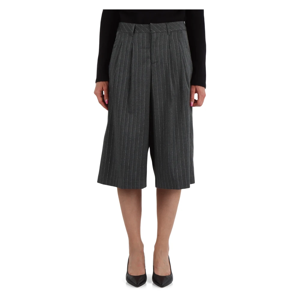 Liu Jo Gestreepte viscose lange broek Gray Dames