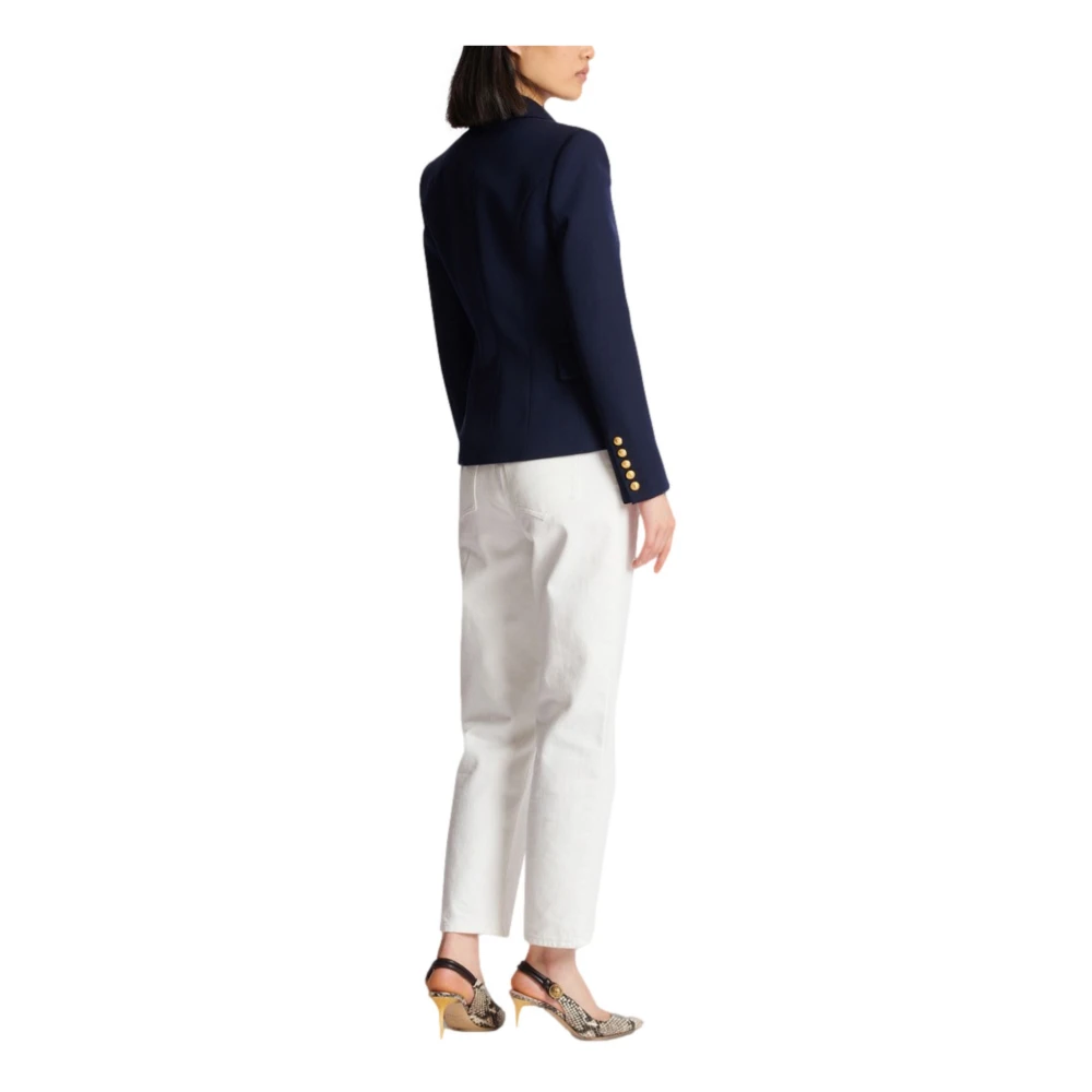 Balmain Eenknoops wollen blazer Blue Dames