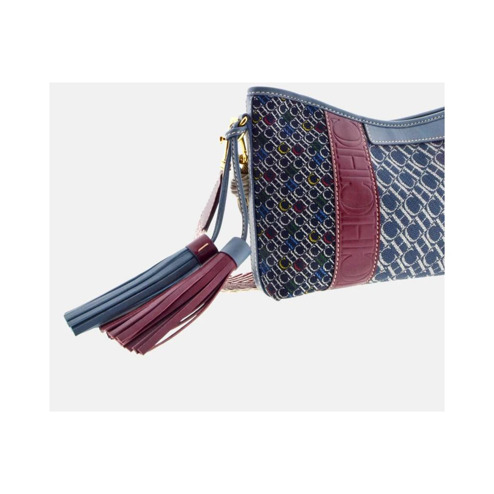 Carolina Herrera Patchwork Crossbody Tas met Leren Strepen Blue Dames