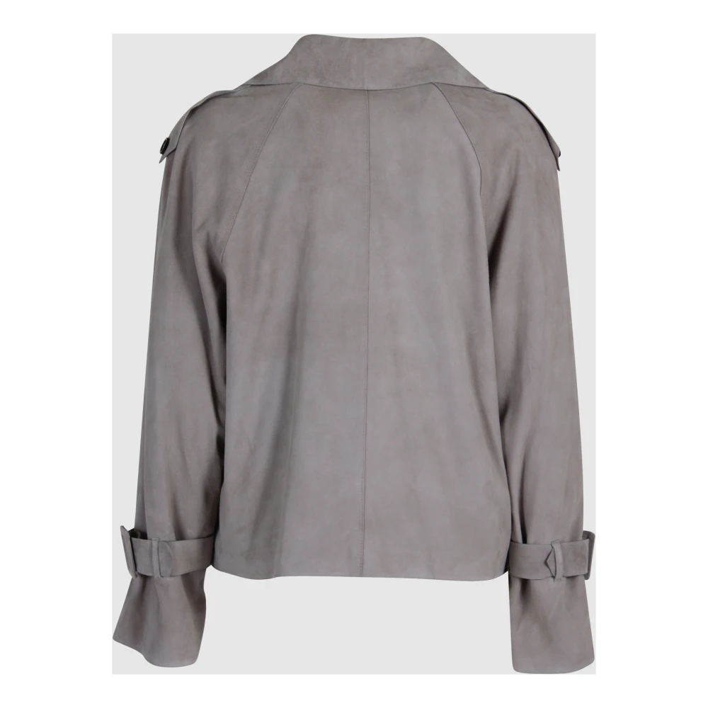 Oakwood Leren Jack met Raglanmouwen en Brede Revers Beige Dames