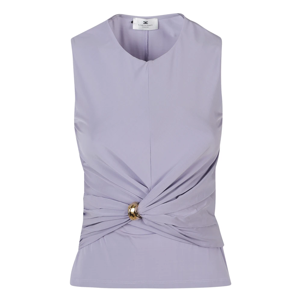 Elisabetta Franchi Purple Jersey Top With Jewel Detail - Female - Blouses - L - Blouses & Shirts