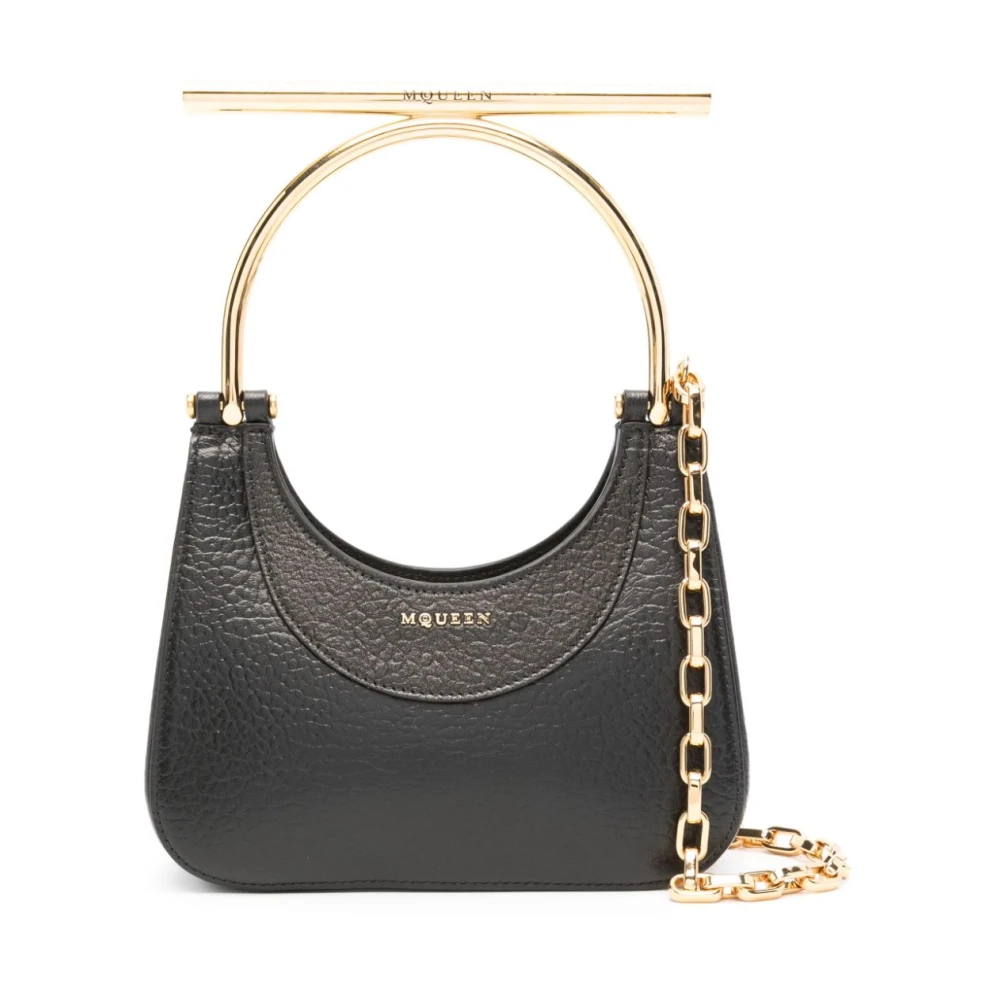 Alexander mcqueen Zwarte Pebble Leren Schoudertas Black Dames