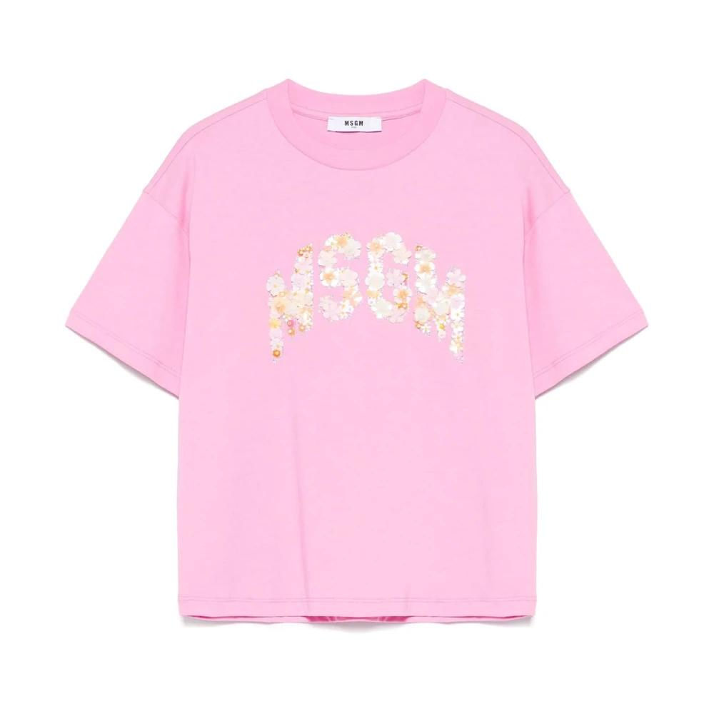 Msgm Girls Pink Maxi Logo T-Shirt - Kids Short Sleeve T-Shirts - 14 Y - Kids