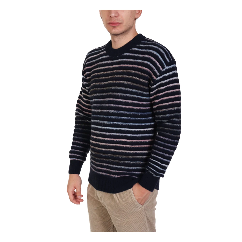 Hugo Boss Blauwe Wollen Patroontrui Multicolor Heren