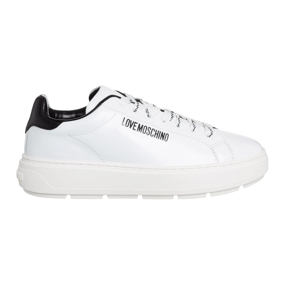 Love Moschino Vit Lyxiga Lädersneakers