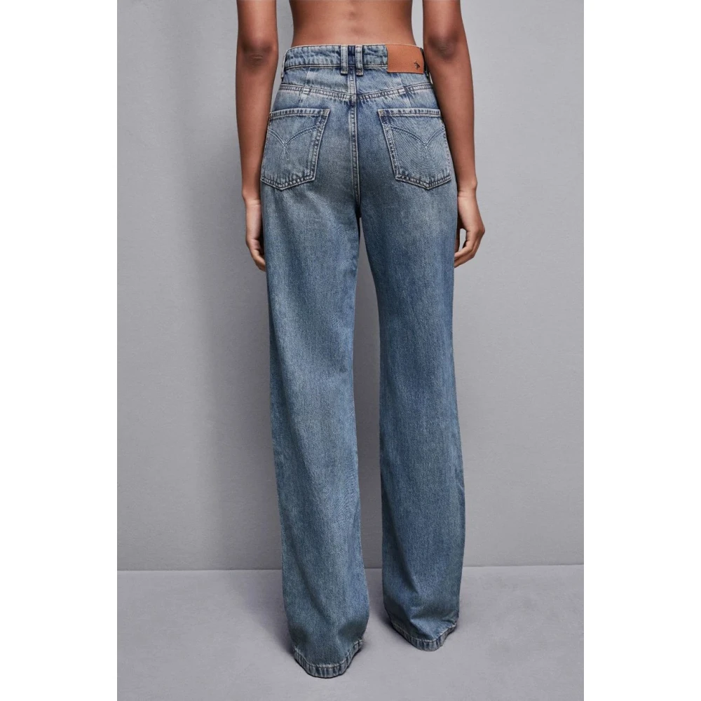 PATRIZIA PEPE Denim broek met rechte snit en stone wash effect Blue Dames