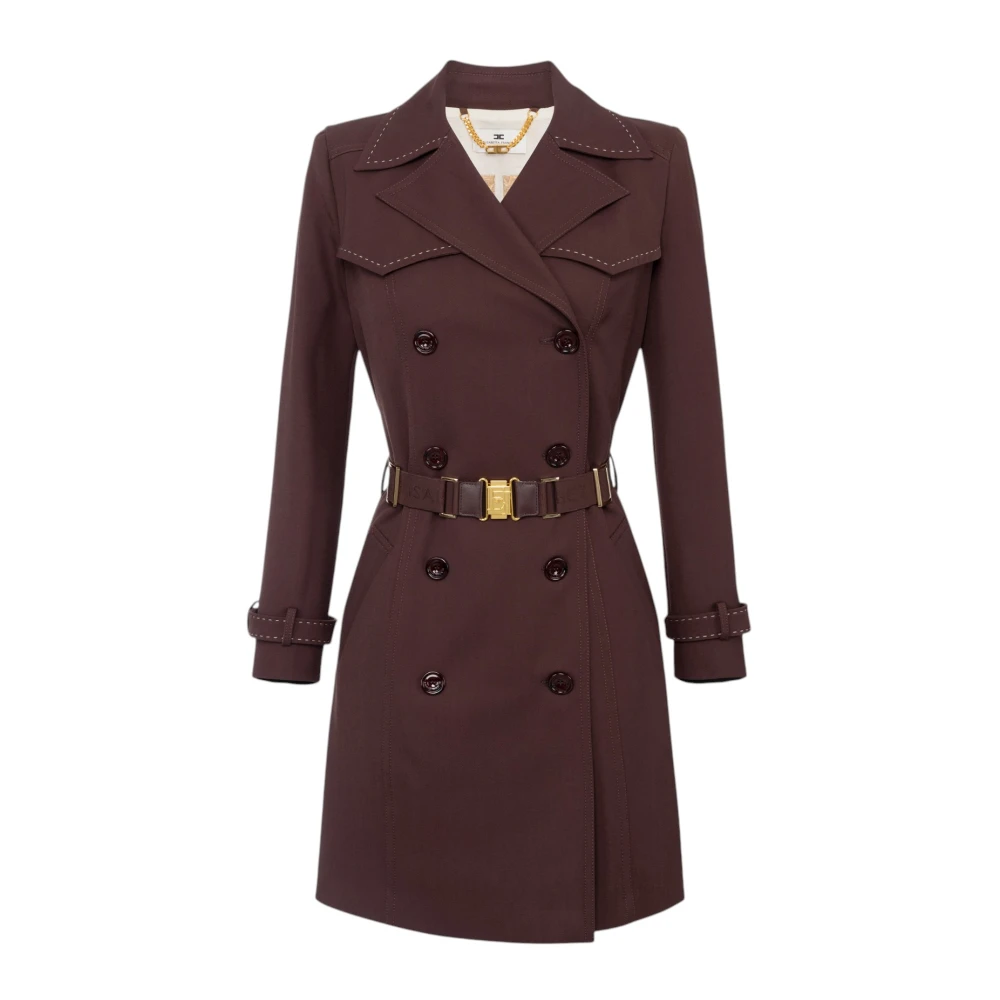 Elisabetta Franchi Getailleerde jas met stijl Brown Dames