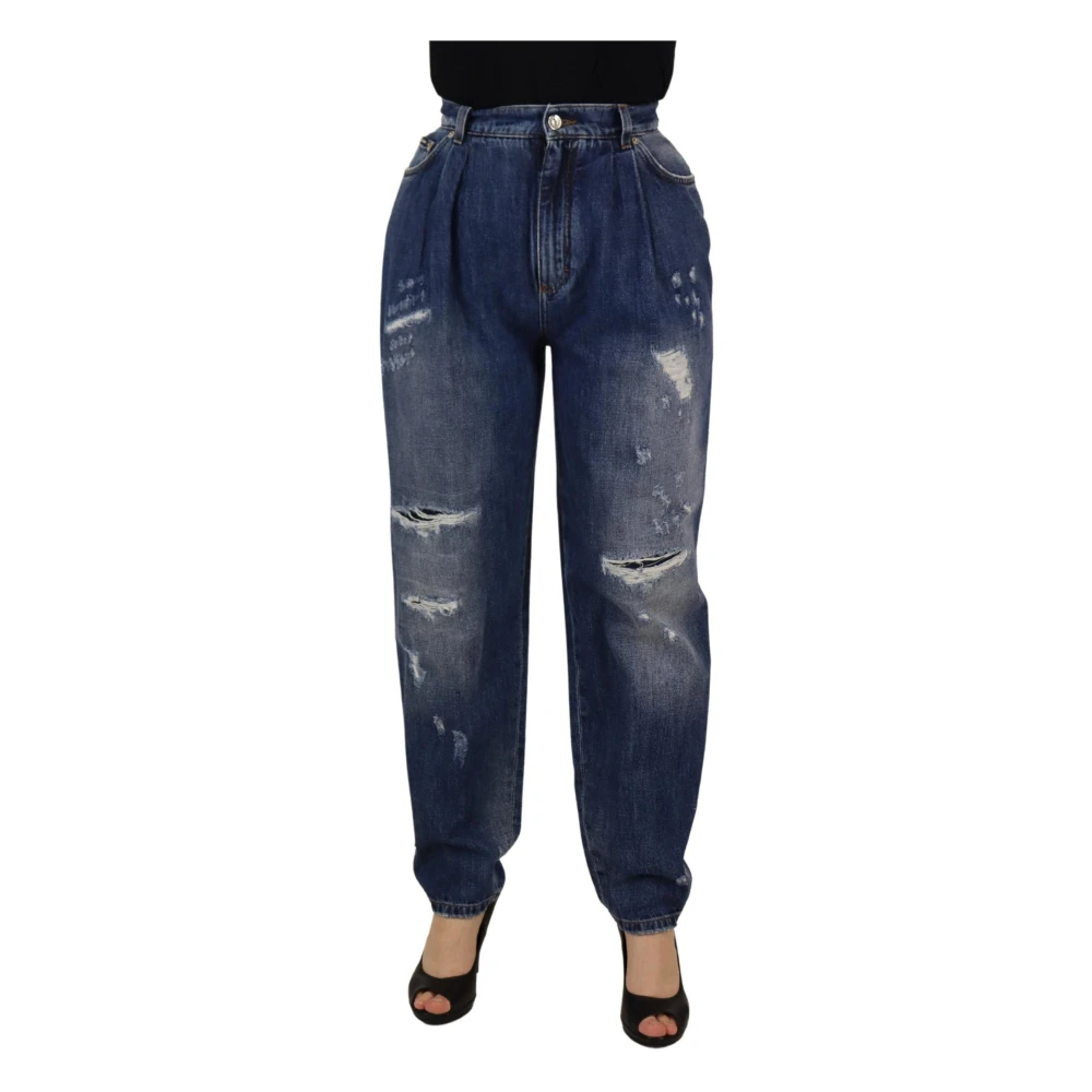 Dolce & Gabbana Blue Loose Fit Jeans, Female, S, High Waist Skinny Denim Jeans - Washed
