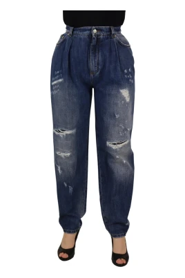 Hög Midja Skinny Denim Jeans - Blå Tvättad