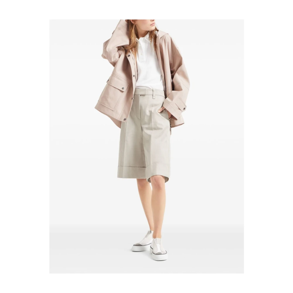 BRUNELLO CUCINELLI Roze Katoenen Regenjas met Capuchon Pink Dames