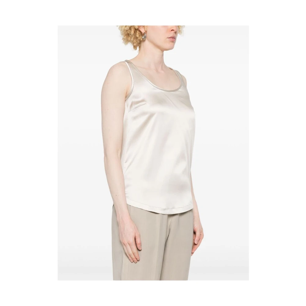 BRUNELLO CUCINELLI Lichtbeige Mouwloze Top White Dames