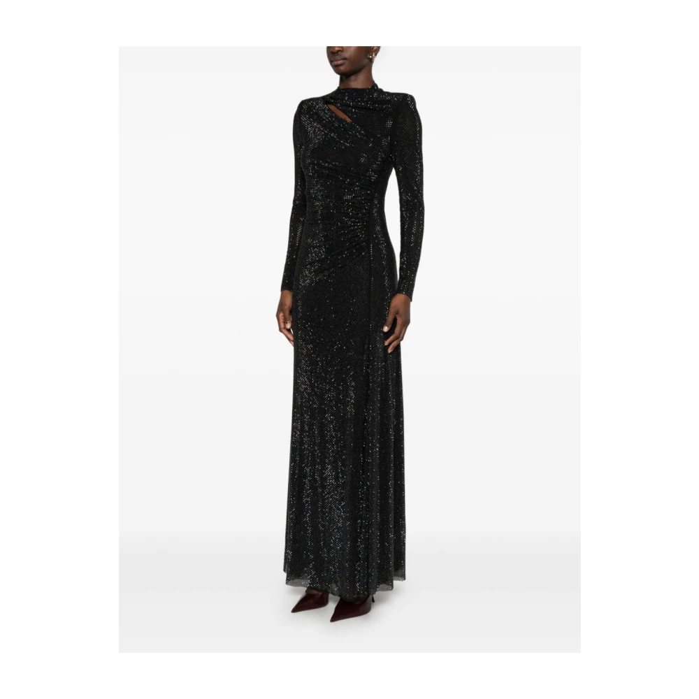 Self Portrait Zwarte Mesh Jurk met Strass Black Dames
