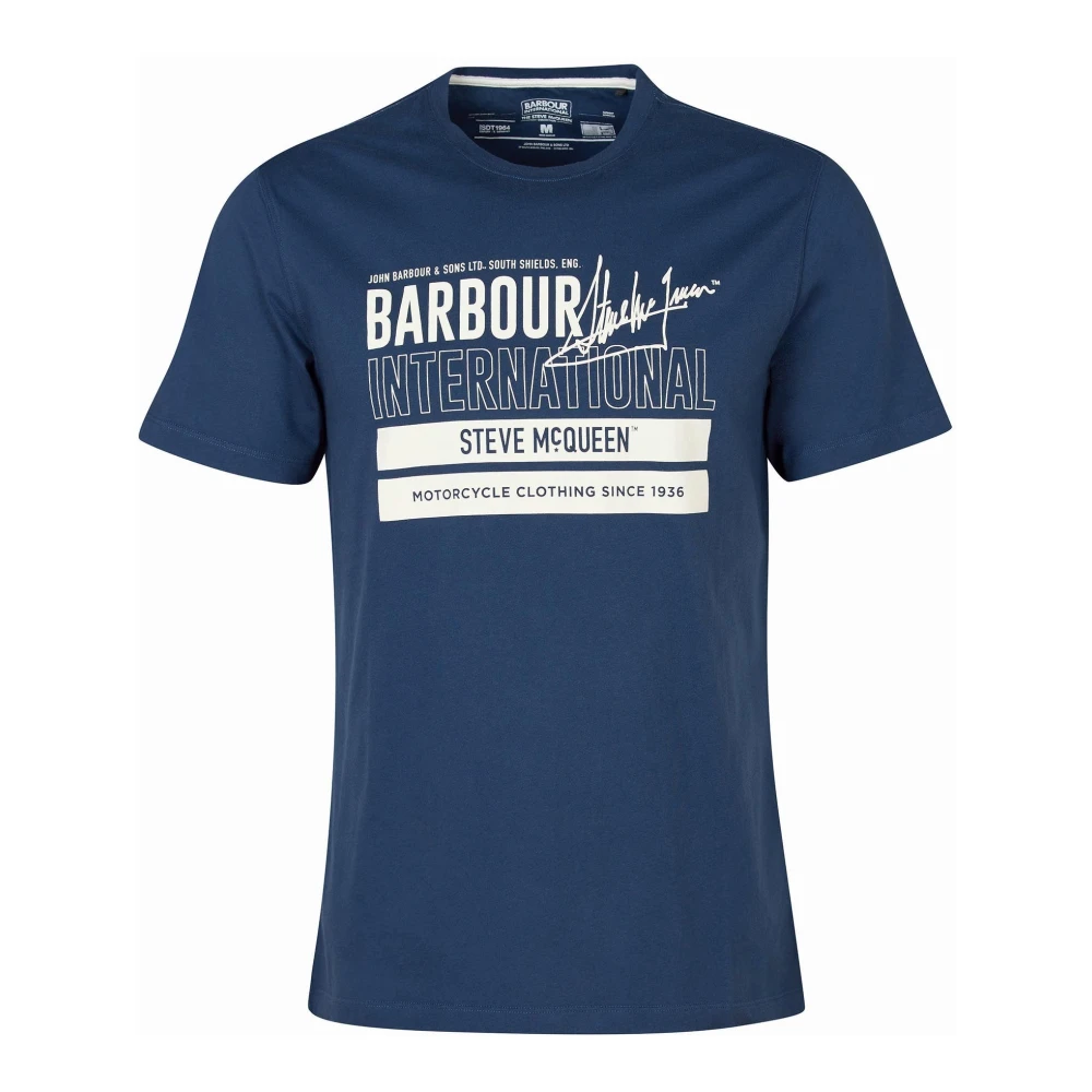 Barbour Grafisk T-shirt med Steve McQueen Design Blue, Herr